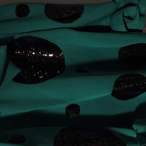 DONNA VINCI GREEN W BLACK POLKA DOT DRESS